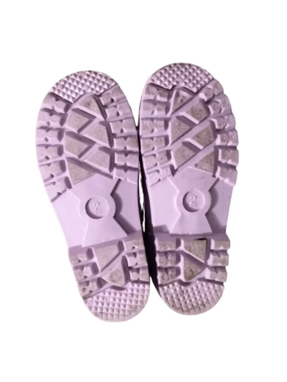 K KomForme Big Kids Size 2 Lavender Rain Boots With Handles & Removable Insole